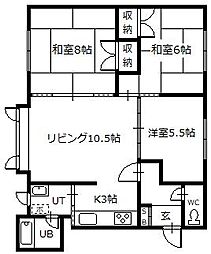 ロピア東光B 3LDKの間取図画像