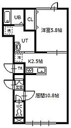 ツインクル旭町3 1LDKの間取図画像