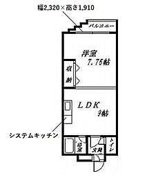 ラ・メール旭川 1DKの間取図画像