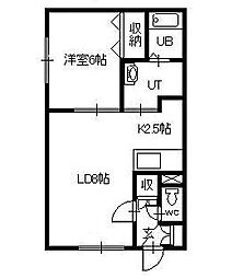 フォレスト美瑛 1LDKの間取図画像