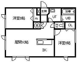 フェルメール2 2LDKの間取図画像