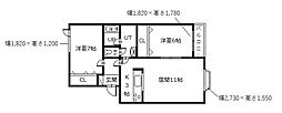 クラブハウスB 2LDKの間取図画像