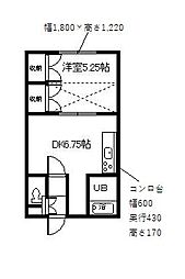 パリオ5・8 1DKの間取図画像