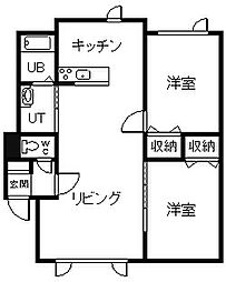 ロテルド・トゥール 2LDKの間取図画像