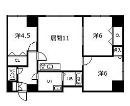 グランビューエーコー 3LDKの間取図画像