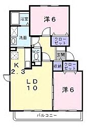 ディアコート 2LDKの間取図画像