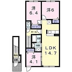 レジデンスAJ 3LDKの間取図画像