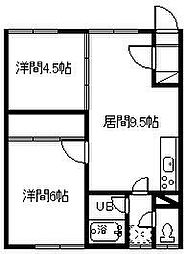 コーポ優栄A 2LDKの間取図画像