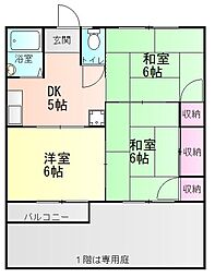 グリーンハイツ小松原 3DKの間取図画像