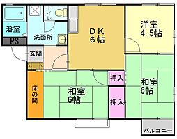 セルベーヌ高砂 3DKの間取図画像