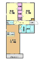サンフィオーレ 2LDKの間取図画像