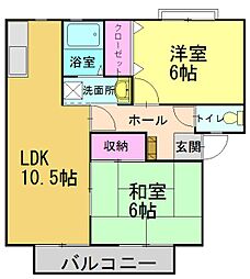 エスポワール 2LDKの間取図画像