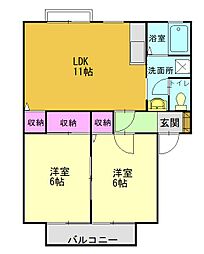ハイツリバー 2LDKの間取図画像