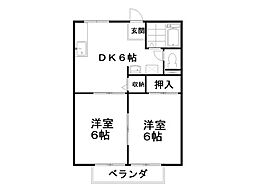 松栄ハイツA 2DKの間取図画像