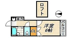 サニーウェル鈴蘭 2階1Kの間取り