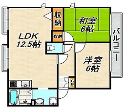 フレグランス南落合III 2階2LDKの間取り