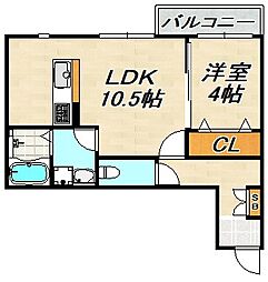 グランレーヴ上沢 1階1LDKの間取り