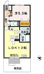 ラスルプレイス 1階1LDKの間取り