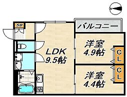 D porta iris 2LDKの間取図画像