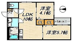 D porta violet 1階2LDKの間取り