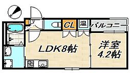 エフ アセシア デュマリス 1階1LDKの間取り