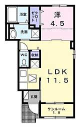 パルファン南落合2 1LDKの間取図画像