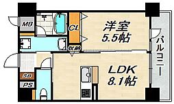 カサデシャローム 1LDKの間取図画像