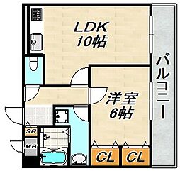 朝日プラザツインステージ神戸イースト 1LDKの間取図画像