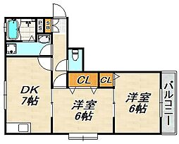 ピボットハイムB 2DKの間取図画像
