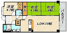 高倉山ハイツ 3LDKの間取図画像