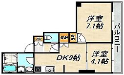 コスモ須磨板宿 2DKの間取図画像