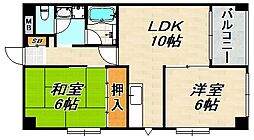 ハピネス東須磨 2LDKの間取図画像