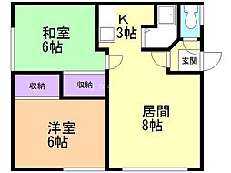 ハイツ弥栄 2LDKの間取図画像