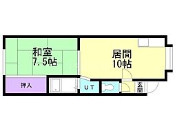 メイプルハイツ 1LDKの間取図画像