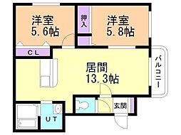 イーストパーク 2LDKの間取図画像