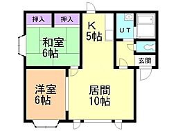 レントウォームB 2LDKの間取図画像