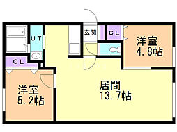 ソライエN36 2LDKの間取図画像