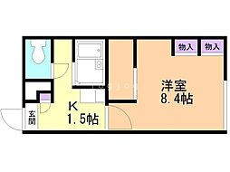 レオパレスカズ 1Kの間取図画像