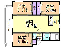 間取図画像 3LDK