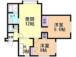 サンエー65 2LDKの間取図画像