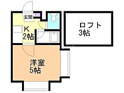 アップルハウス北25条 1Kの間取図画像