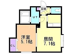 コートスプリングス元町 1LDKの間取図画像