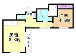 シェ・モア 1LDKの間取図画像
