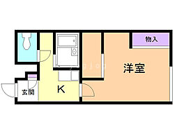 レオパレス篠路7条弐番館 1Kの間取図画像