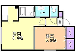 クリアフィールド 1LDKの間取図画像