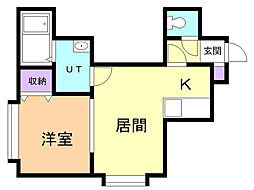 MKコート元町 1LDKの間取図画像