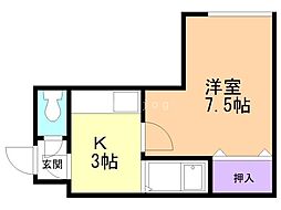 プラザイン396 1Kの間取図画像
