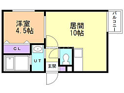 グランディールN15 1LDKの間取図画像