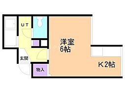 グランデージN41 1Kの間取図画像