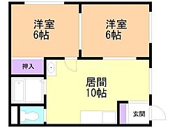 グラフウエスト-1 2LDKの間取図画像